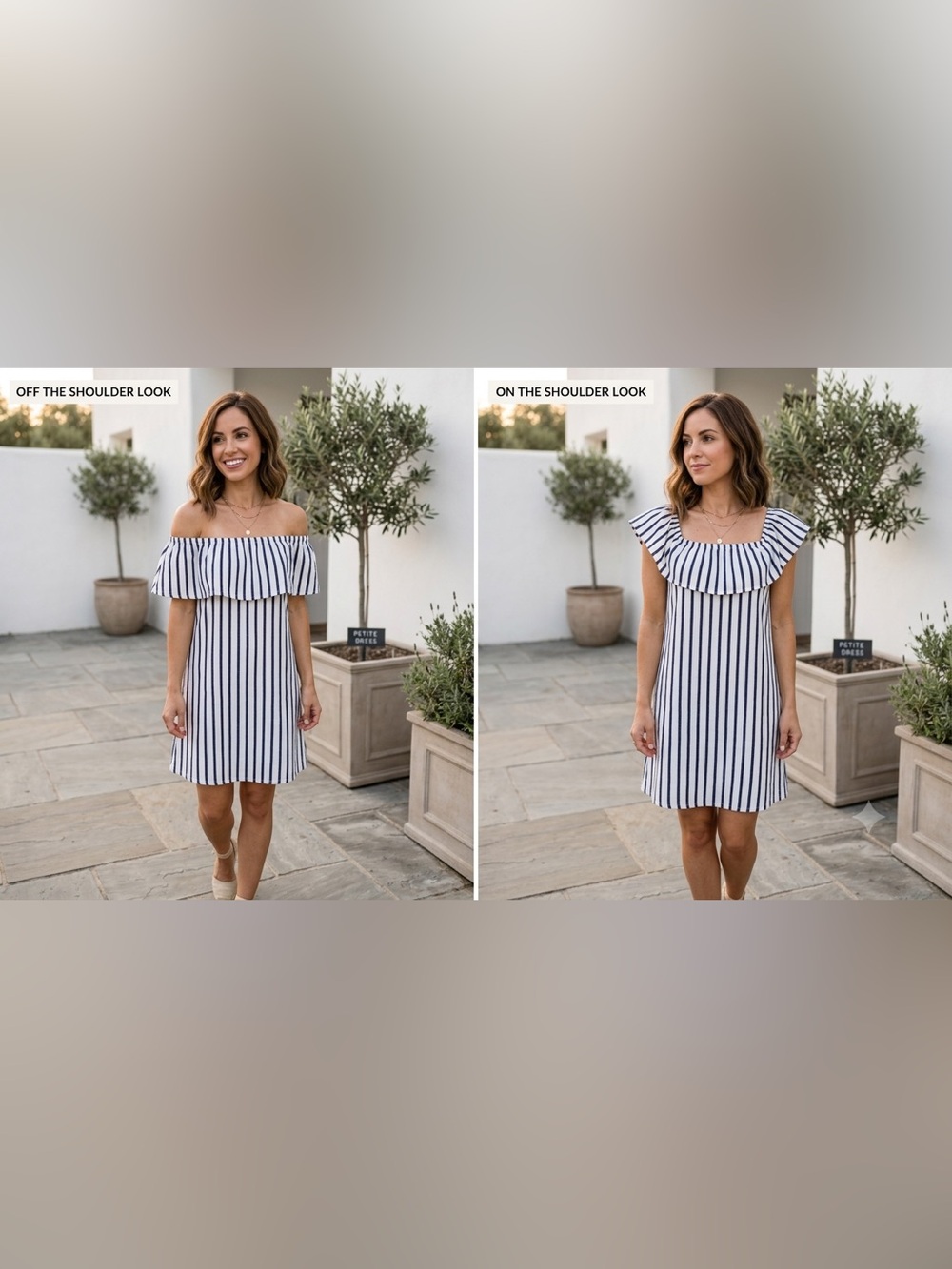 iris Navy and White One-Shoulder Striped Summer Dress